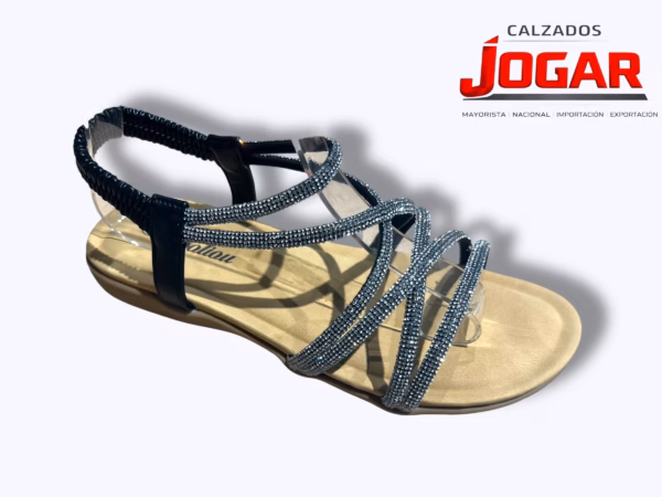 Sandalia tiras para señora SYT 018 con diseño cruzado y sujeción trasera adaptable.